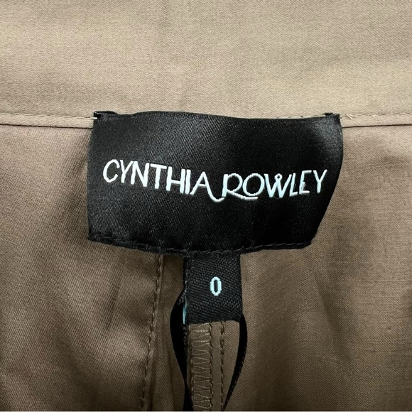 NWT Cynthia Rowley Annabelle Khaki Brown Relaxed Fit Flared Wide Leg Pants - Picture 11 of 14